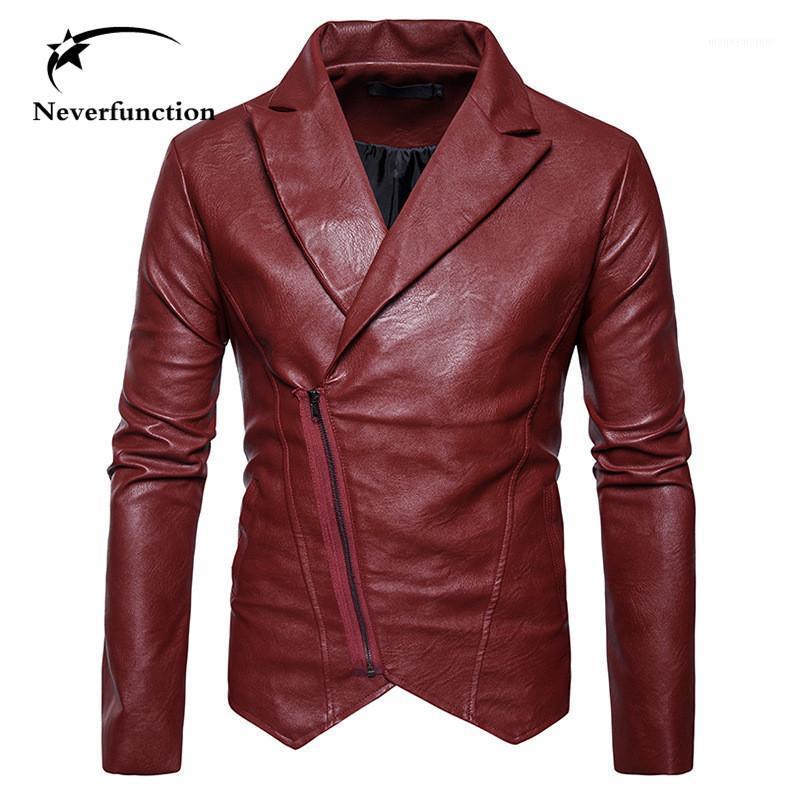 

Fashion Mens Oblique Zipper New Leather Jacket Tide Casual Motorcycle Jackets Men Veste Homme Male PU Faux Leather Jackets1, Bpy23 red