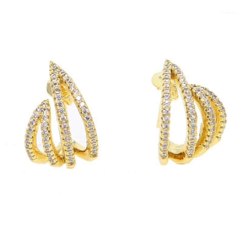 

Luxury gold silver color cz paved bud flower earring climber women lady causal styles jewelry for wedding party jewelry gift1