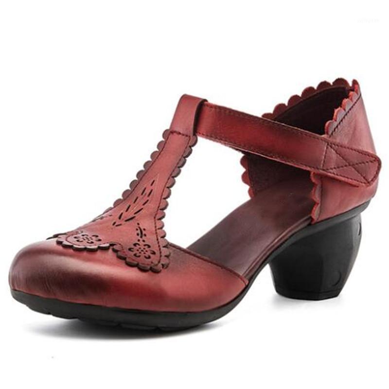 

Promotion 2020 Summer New Classic Retro Sandals Women Genuine Leather Sandals Elegant Comfort Non-slip Wear High Heel1, Black