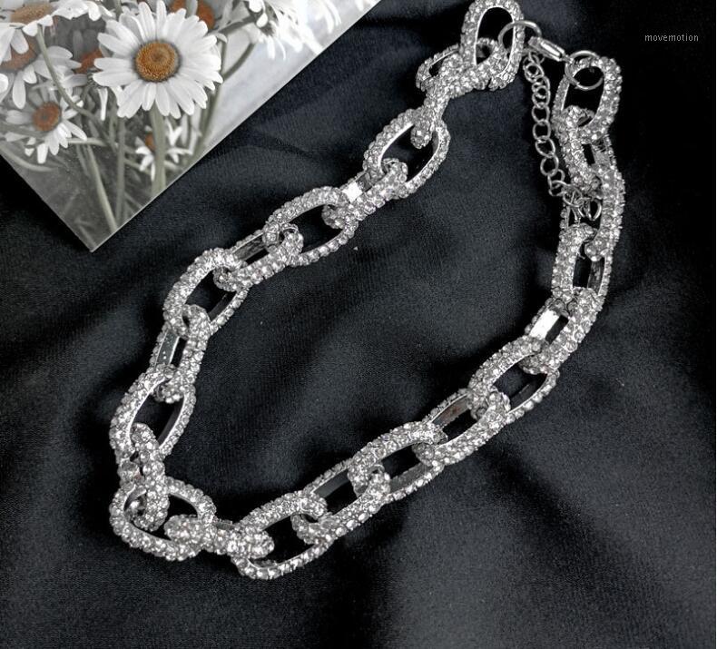 

ins complex craft exaggerated full rhinestone thick chain necklace metal thick chain rhinestone clavicle1