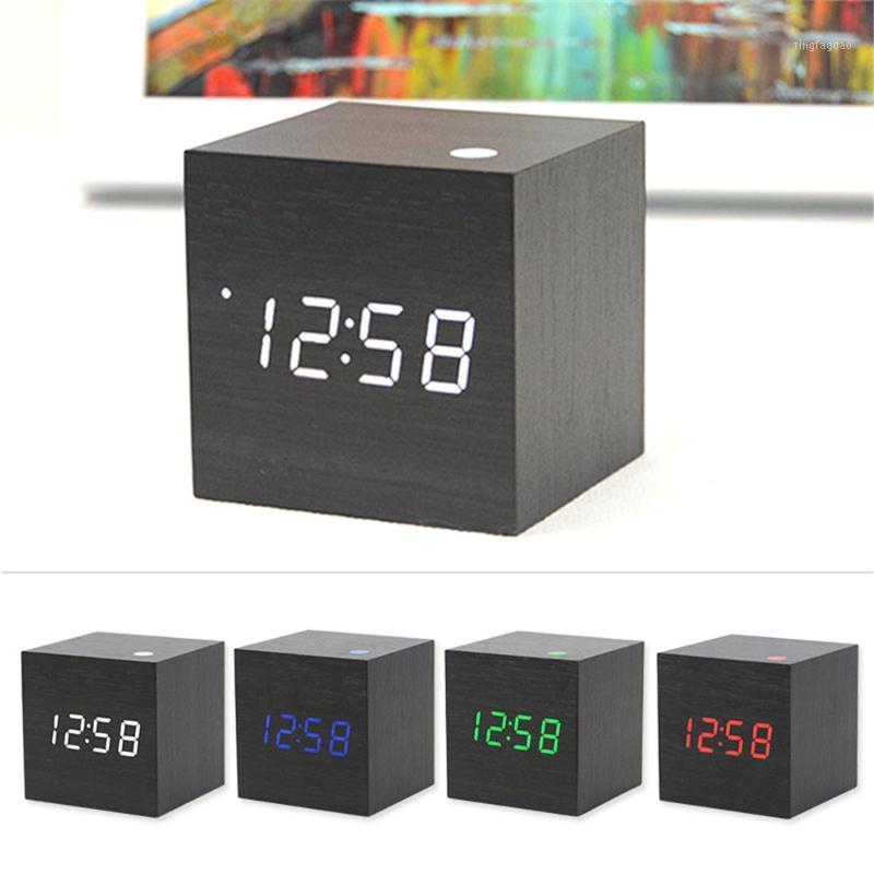 

Digital Wooden LED Alarm Clock Wood Retro Glow Clock Desktop Table Decor Voice Control Snooze Function Desk Tools1