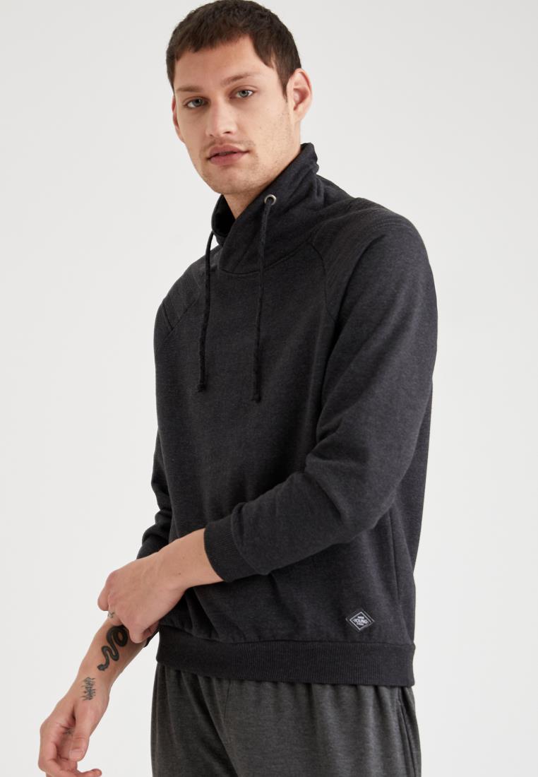 

Autumn Man Knitted Slim Fit Shawl Collar Sweatshirt Sporty Look Long Sleeve Warm Casual New Season, Anthracite