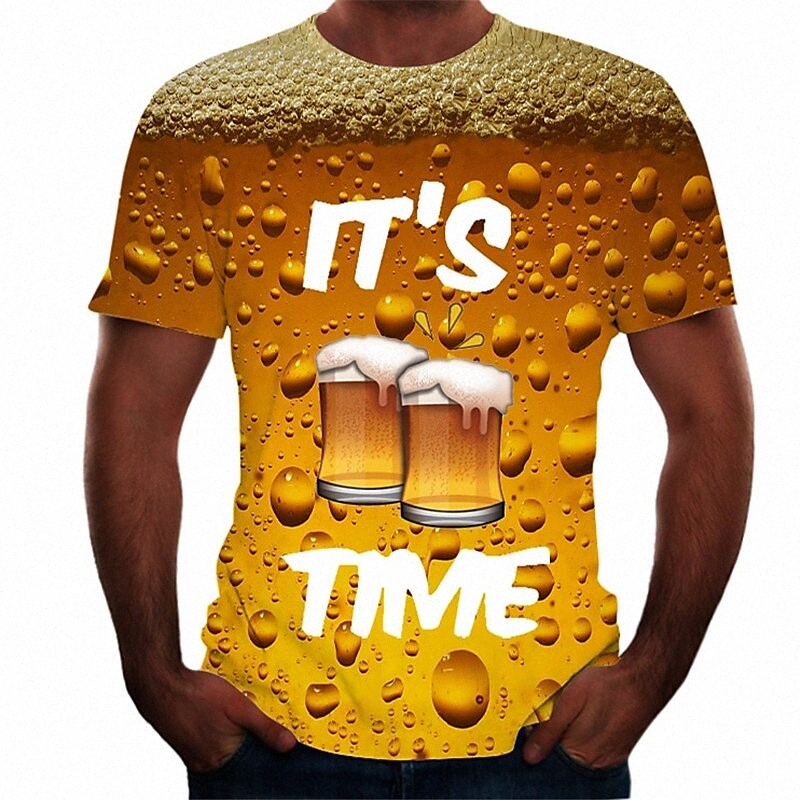 Homme T-shirt Shirt 3D Imprimer Graphic Bière Cou rond Dailf imprimé à manches courtes Tops de base Green Green Green / Summer N55M #