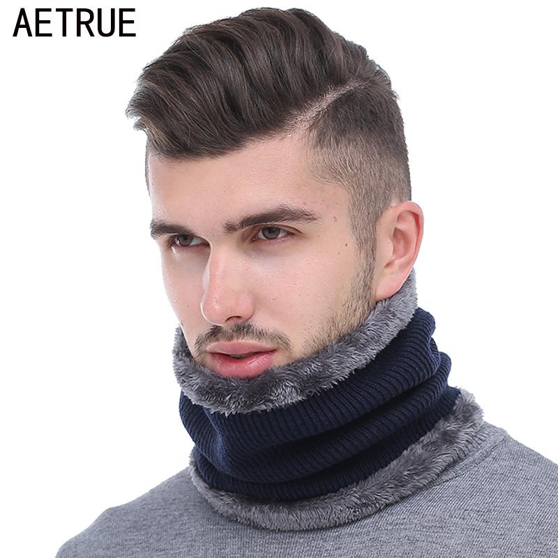 

AETRUE Winter Men Scarf Ring Knitted Scarves For Men Women Neck Snood Warp Thickened Wool Collar Warm Soft Scarves Fashion 2020