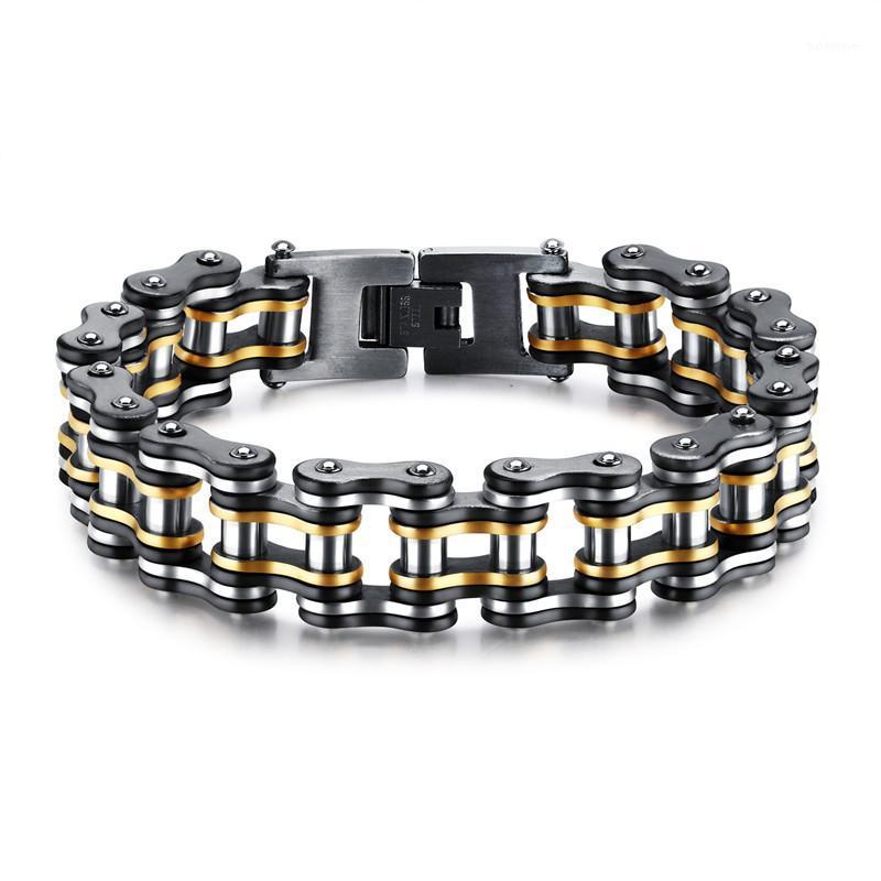 

Stainless steel black gold bicycle bracelet1