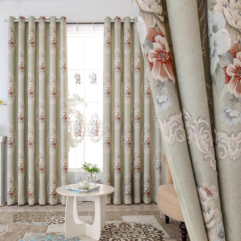 

High-end Nordic style bedroom living room embossed embroidered curtains luxury atmosphere villa chenille jacquard curtain fabric