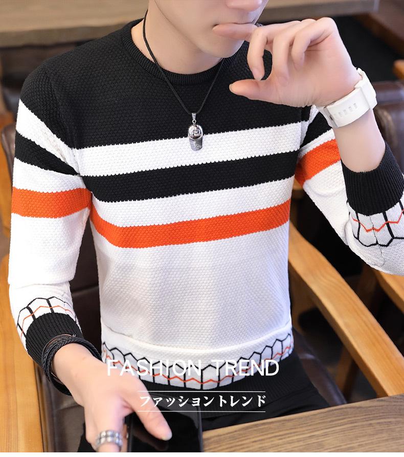 

Mens designers sweaters trendy fashion mens sweater pullover men trend deisgner sweater striped sweaters casual round neck autumn clothes, White;black