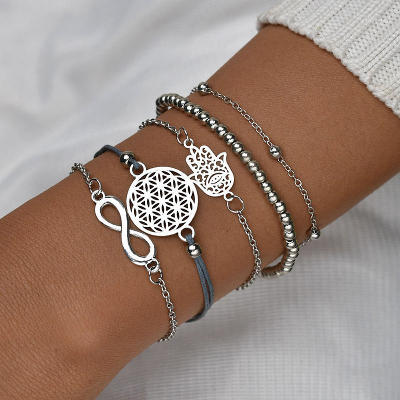 

5 PCS Fashion Fatima Hand&&Evil Eye Bracelets&Bangles For Women Bohemian Jewelry Bracelets Charm Handmade diy Bracelet BT2002631