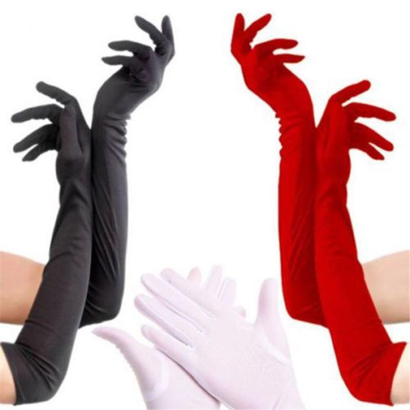 

Five Fingers Gloves Classic Adult Opera Stretch Satin Finger Long Sun Protection Evening Party Prom Costume Apparel Accessories