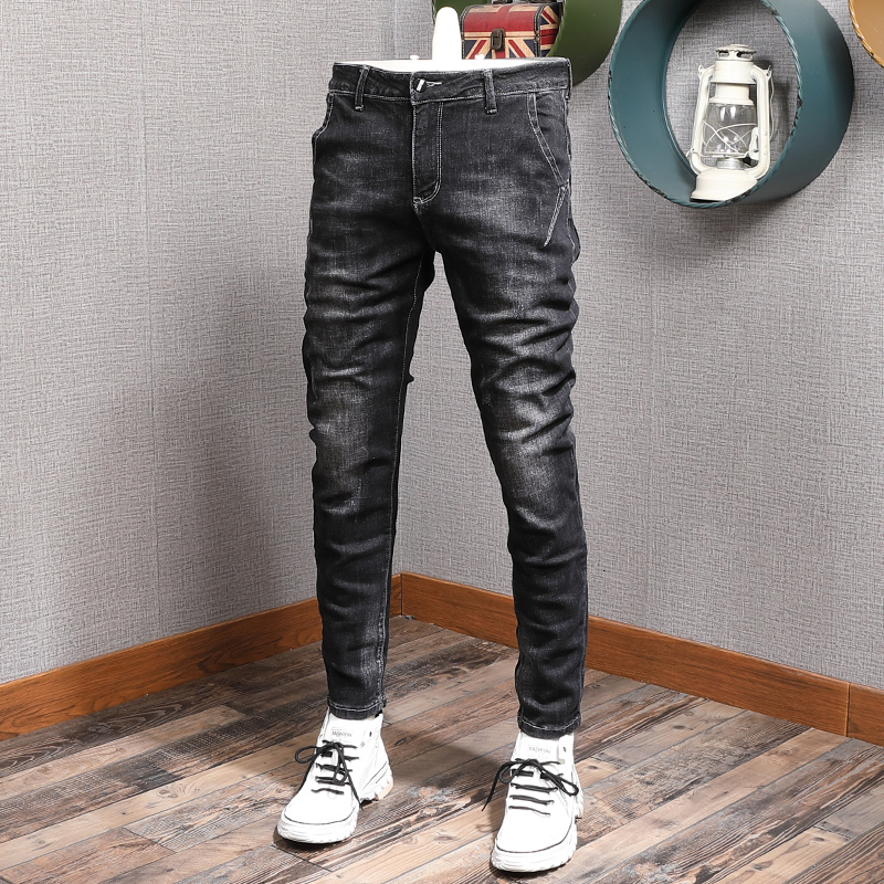 

2021 New Newly Designer Fashion Winter Jeans Men Elastic Slim Fit Casual Denim Pencil Pants Homme Korean Style Thick Velvet Warm Trousers Wj, 830 no velvet