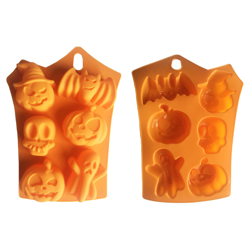 

Silicone Orange Chocolate Mould Halloween DIY Fondant Candy Mould Skull Pumpkin Bat Silicone Cookie Chocolate Baking Mold VT1741