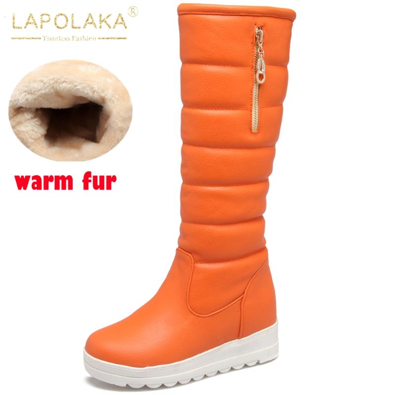

Lapolaka Hot Sale 2021 Big Size 42 Snow Boots Woman Shoes Plush Platform non-slip Comfy Concise Trendy Warm Boots Ladies, Black