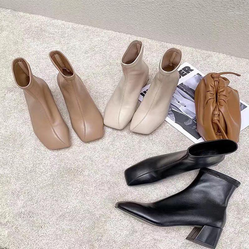 

High heel boots ladies real leather personality fashion square ladies designer boots autumn and winter shoes1, As show