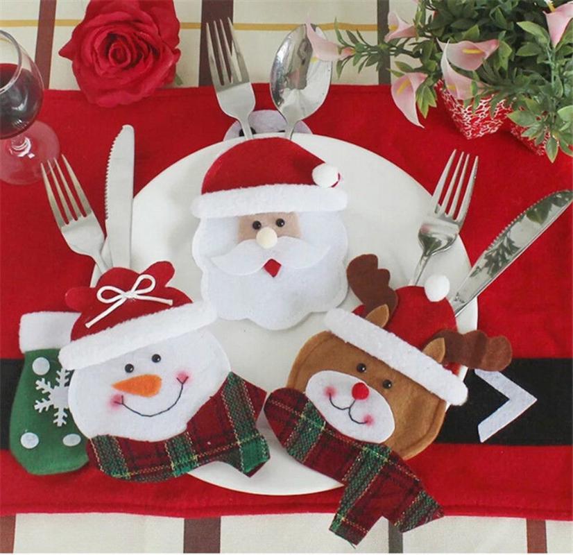 

3pcs Tableware Sets Christmas Happy Santa Claus Tableware Silverware Suit Christmas Dinner Party Decor Kititchen Desk Docor
