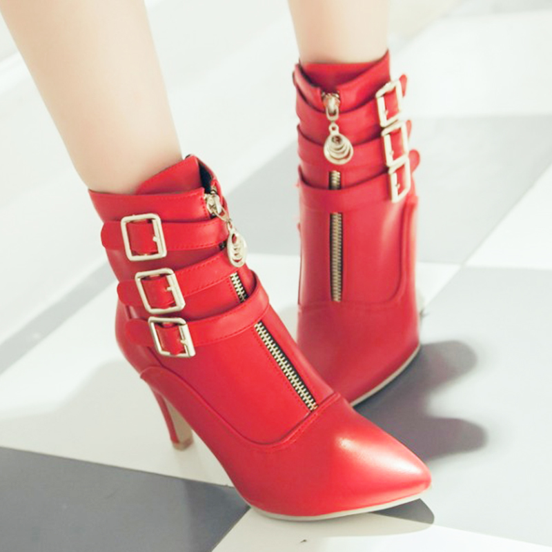 

2020 Fashions 2020 Plutonium Leather High Heels Eight Inches Ankle Women's Thin Toe Dance Boots Fashion Toes Ladies R4b6, Black.