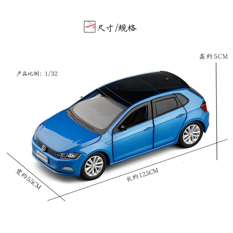 

1:32 New POLO Plus Metal Alloy Diecast Toy Car Miniature With Sound Light Model Boys Gift Toys For Children's