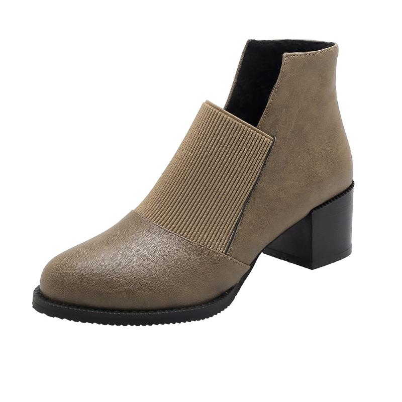 

Round Toe Boots Women New 2020 Luxury Designer Winter Footwear Autumn Shoes Fashion Mid Calf Med Ladies Low Rubber