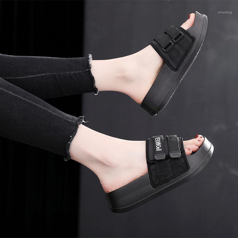 

Women Summer Slippers Slide Sandals Beach Slides 4.5cm High Heels Flip Flops Thick Soled Women Men Couple Boys Summer Shoes1, White