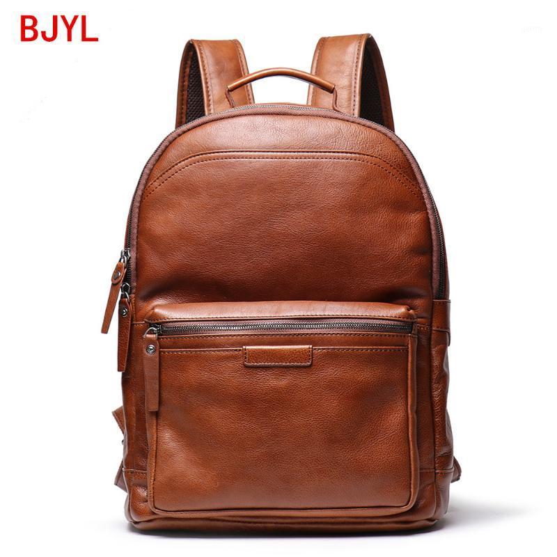 

Men's Backpack First Layer Cowhide Large Capacity men computer Backpack genuine Leather Travel Bag Retro backpacks1, Brown