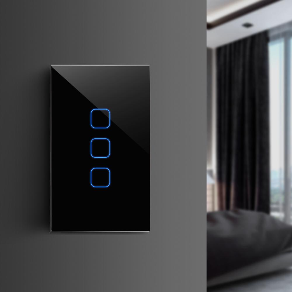 

AIMENGTE EU US Standard Touch Switch Crystal Glass Panel 1/2/3 Gang Light Wall Touch Screen Switch 110V 220V LED Light Switch