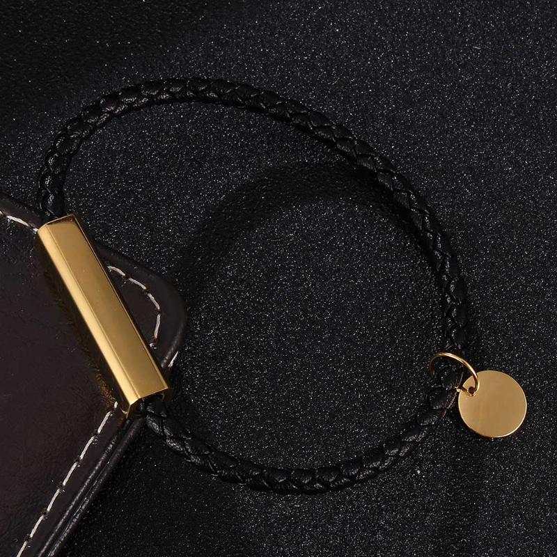 

Trendy Leather Bracelet Men Stainless Steel Magnetic Clasp Handmade Men Bracelets Bangles Black Braided Leather Bracelet BB0713