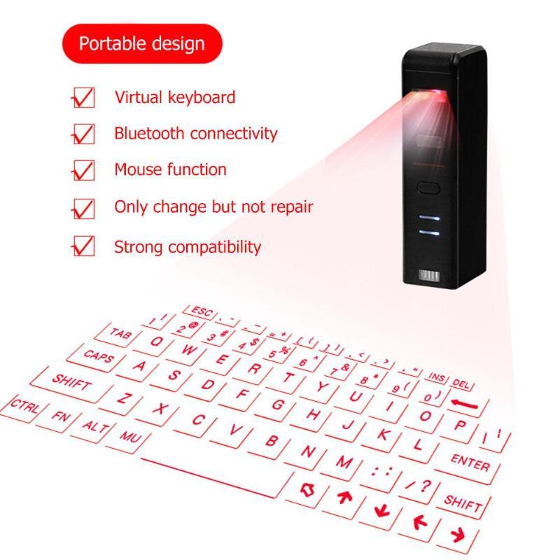 Silver White SHANGXIAN Laser Projection Keyboard Bluetooth Virtual Keyboard for Smartphone PC Tablet Laptop English Keyboard