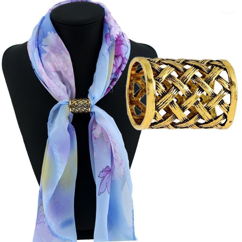 

Pins, Brooches Vintage Hollow Metal Braid Scarves Buckle Fashion Chic Women Lady Scarf Ring Clip Jewelry Broche1