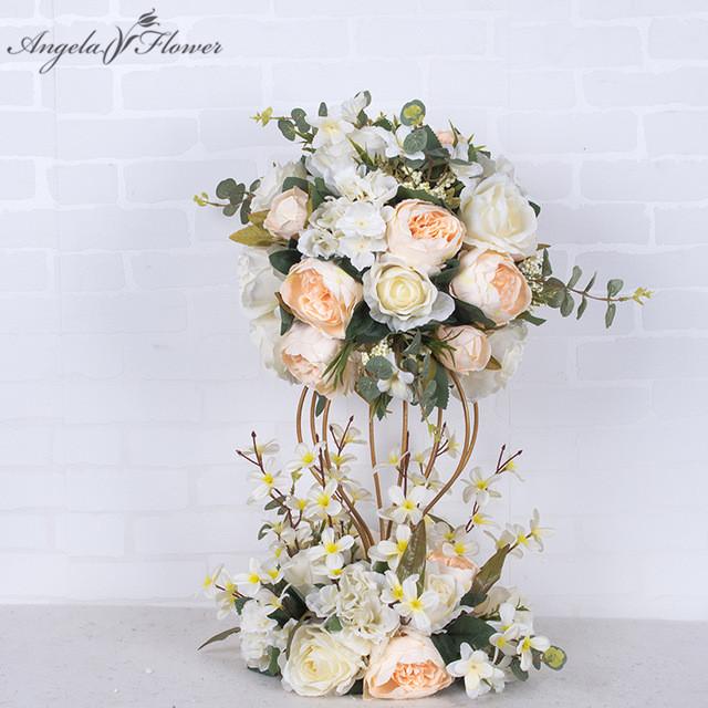 

Luxury wedding table centerpieces flower ball Road lead artificial flowers party decor with bottom flower without stand 2 sets, B 1