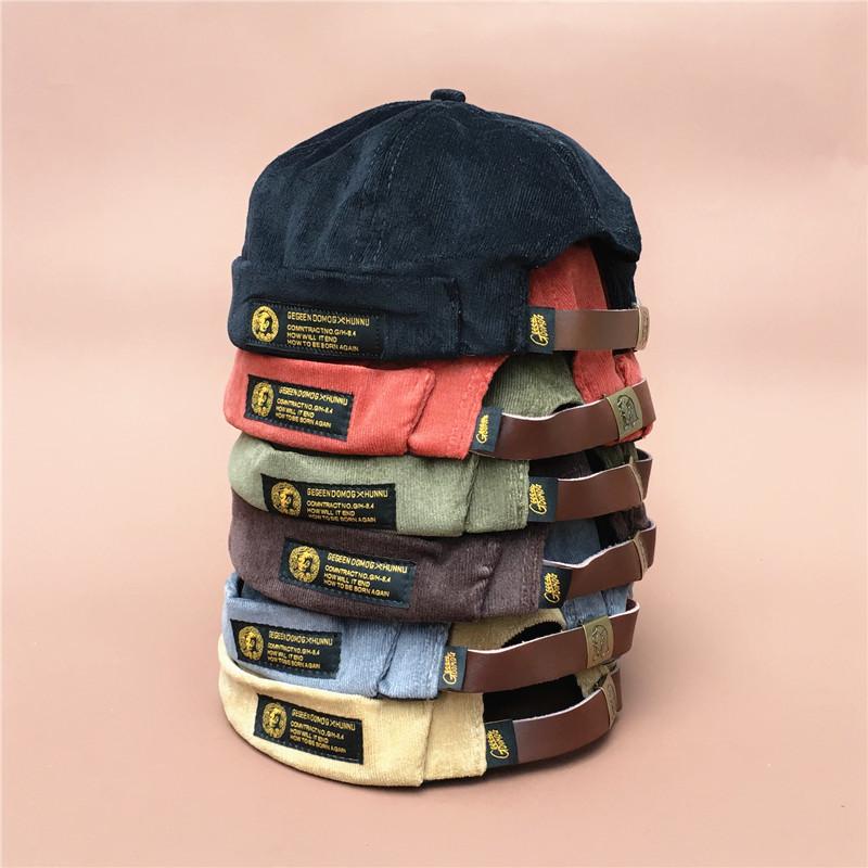 

Restore Ancient Corduroy Original Tide Brand Skullcap Men And Trend Hip-hop Seaman Hat Autumn And Keep Warm Nothing Eaves Hat, Red