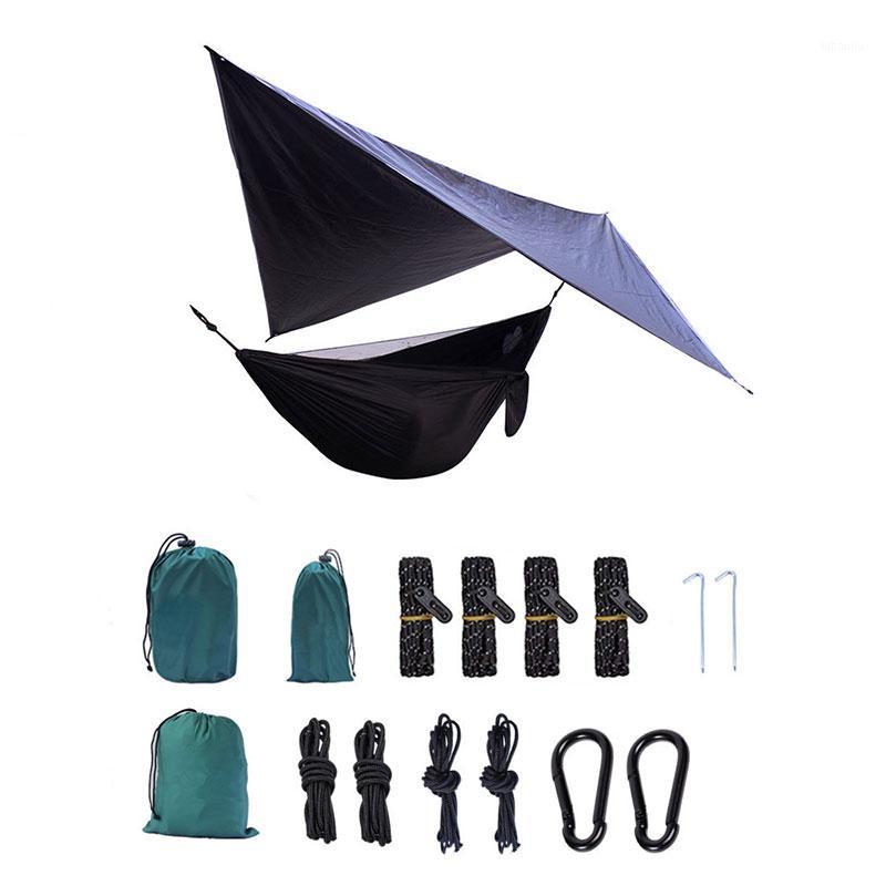 

Camping Mesh Hammock Canopy Hanging Double Hammock with Mosquito Net and Rain Tarp Outdoor Portable Hammocks WHShopp1