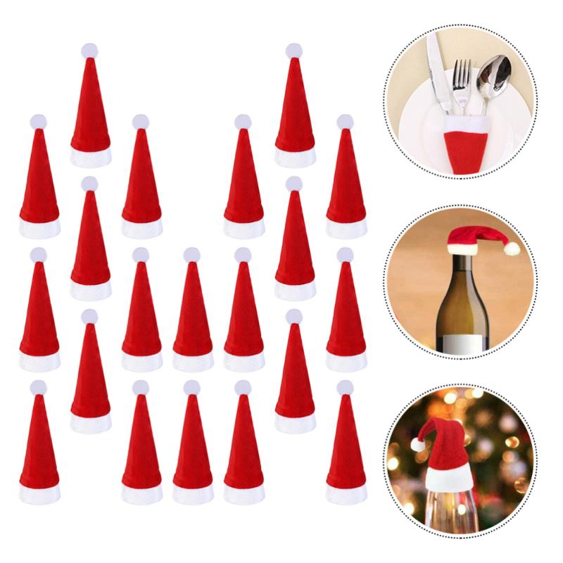 

20 Pcs 1 Bag Mini Xmas Hats Insulated Desktop Ornaments for Restaurant