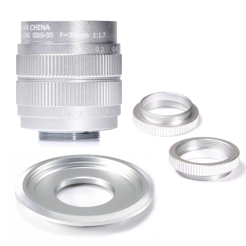 

Silver Fujian 35mm F1.7 Large Aperture CCTV TV Movie C Mount lens For Sony E Mount Mirroless Camera