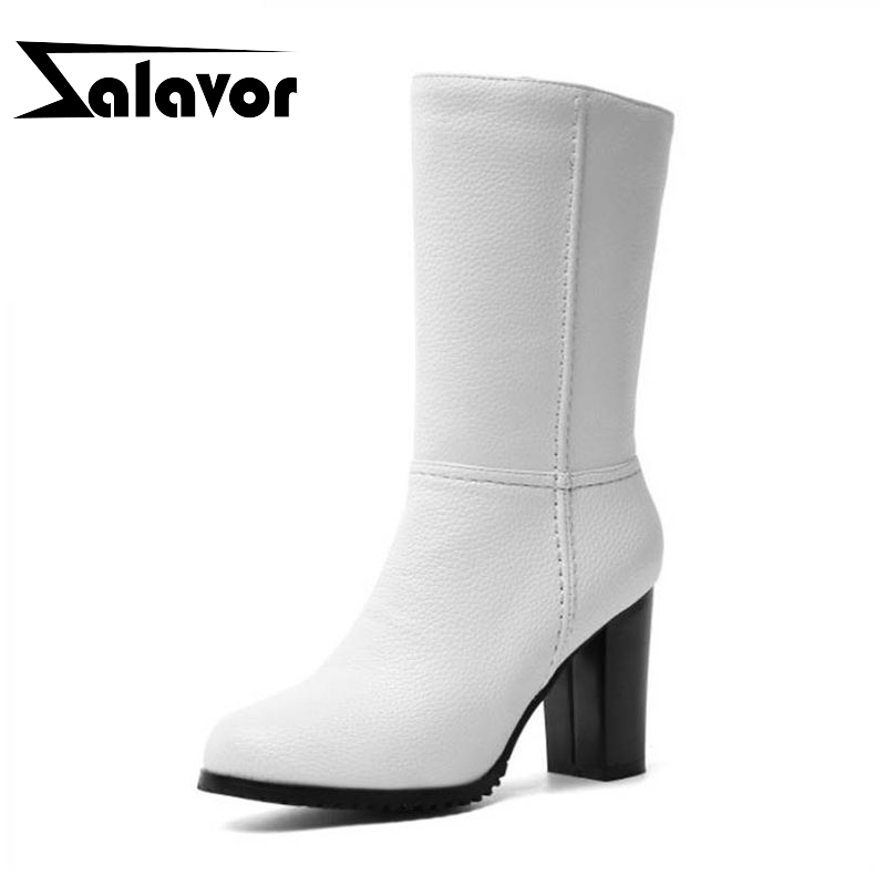 

ZALAVOR Women Half Short Boots Fashion Zipper High Heel Shoes Women New Winter Keep Warm Fur Solid Color Footwear Size 34-43, Wine red