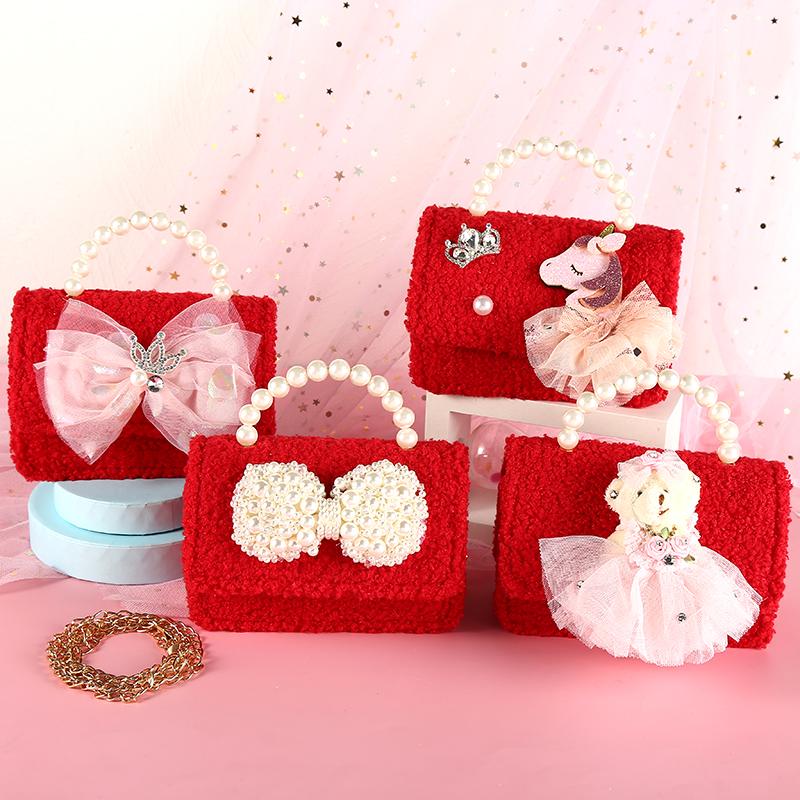 

Kids Mini Clutch Purse 2021 Cute Girls Princess Bow Messenger Bag Little Girl Small Coin Pouch Baby Party Pearl Hand Bags Gift, Pearl bow