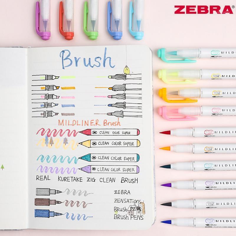 

Japan Zebra WFT8 5pcs MildLiner Double-head Highlighter Soft Brush Pen Water-based Marker Pen Office School Supplies1