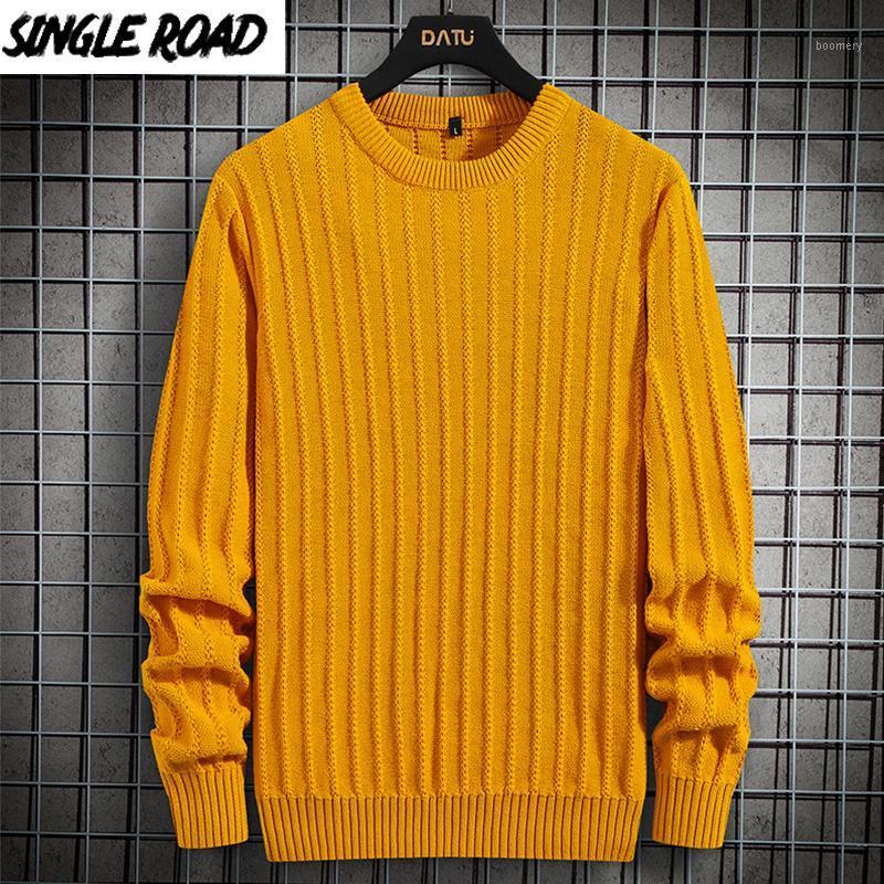 

SingleRoad Mens Knitted Sweater Men 2020 Winter Solid Sweaters Pullover Jumper Harajuku Korean Style Casual Yellow Sweater Men1, Khaki sweater men
