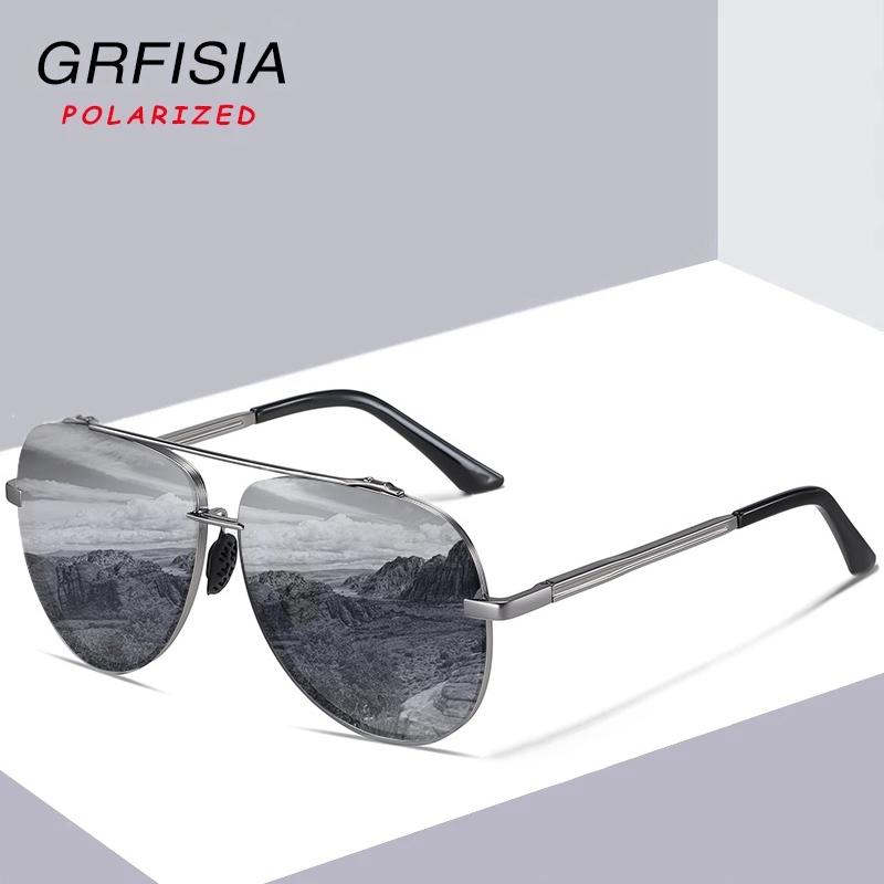

GRFISIA Classic Design Pilot Polarized Sunglasses Men High Quality Alloy Frame Retro Sun Glasses Night vision Lens Goggles A77