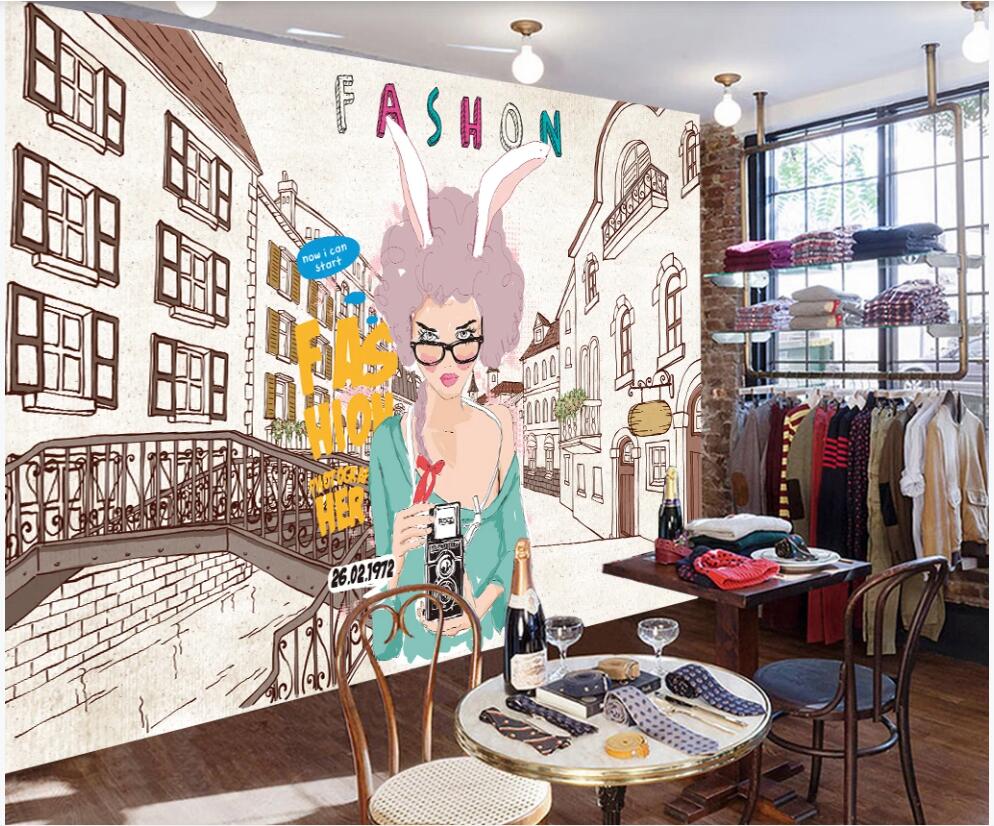

3d wallpaper custom photo mural on the wall Fashion retro beauty cartoon home decor 3d wall murals wallpaper for living room, Non-woven wallpaper