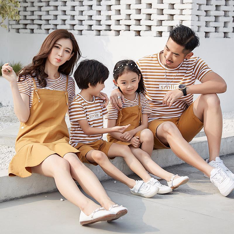 

Family Matching Clothes Set Kids Girls Strap Dress Children Casual Clothing Sets Kids Striped Cotton T Shirt Family Clothing Set1, Khaki