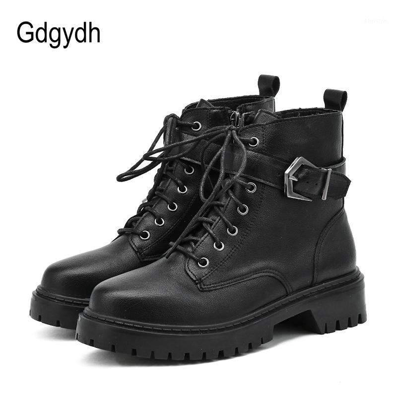 

Gdgydh 2020 Spring Autumn Women Motorcycle Boots Chunky Heel Punk Female Short Boots Lace-up Ankle Strap Buckles Women Shoes1, Black shoes