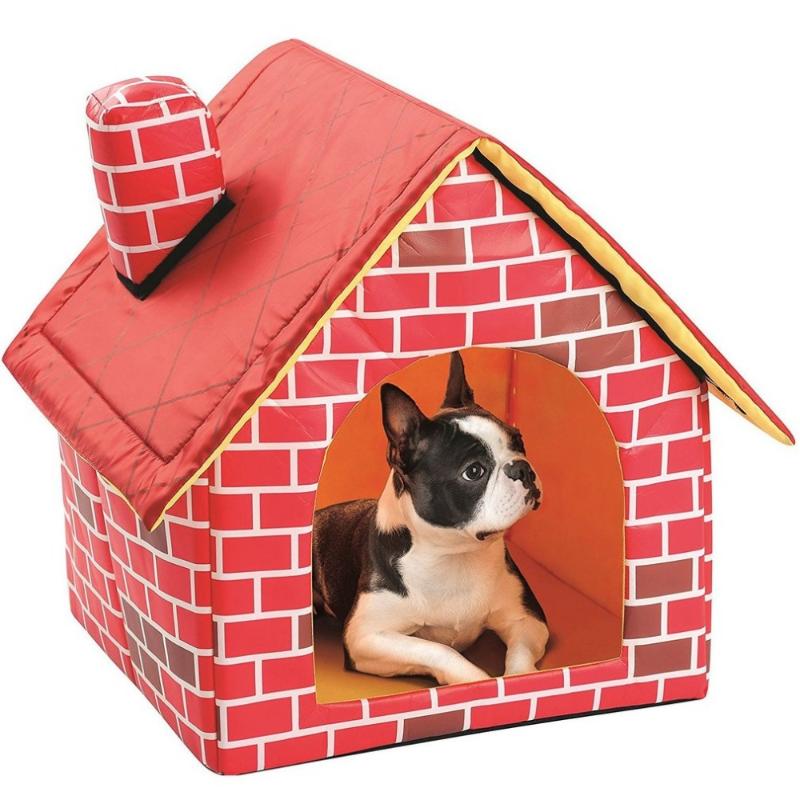 

Kennels & Pens Portable Brick Pet House With Chimney Warm And Cozy Dog Cat Bed Detachable Washable Tent Suitable For All Seasons Cushion