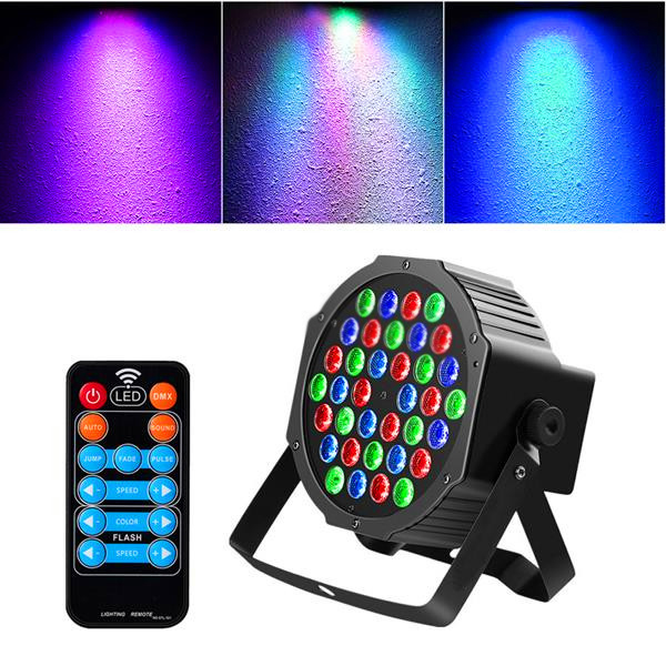 

Discount 36W 36-LED RGB Remote/Auto/Sound Control DMX512 High Brightness Mini DJ Bar Party Stage Lamps *4 High quality Stage Par Lights