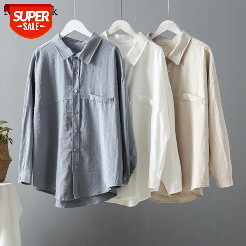 

Turn-down Collar Autumn Loose Harajuku Shirt Solid Female Long Sleeve Women Blouses Tops Casual White Blouse Women Blusas 11890 #RG7P