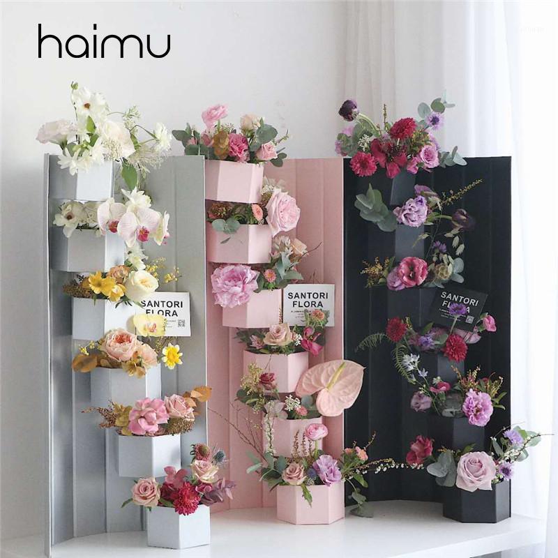 

Solid Rectangular Barrel Flower Box Packing Flower Bouquet Box Packing Valentine's Day Birthday Portable Gift Boxes1
