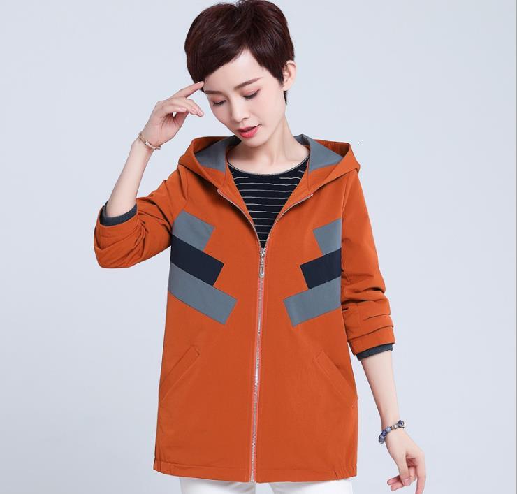 

Spring Autumn Coat with Hood Short Jacket Large Women Vcmb, Coral red