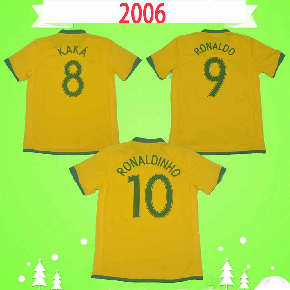 

2006 Soccer Jersey Retro 06 football Shirt Vintage Classic antique Collection Brasil Camisa de futebol RONALDO RONALDINHO KAKA FRED, Black;yellow