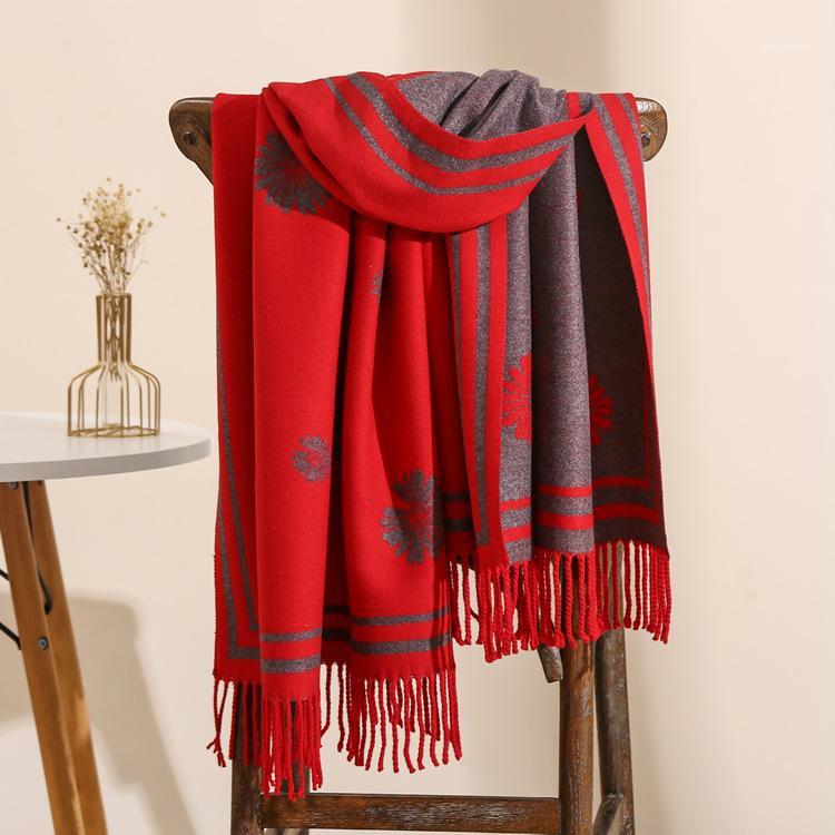 

FZSLCYIYI Daisy Printed Women Cashmere Scarf Autumn Thin Shawls and Wraps Female Foulard Hijab Stoles Head Scarves1
