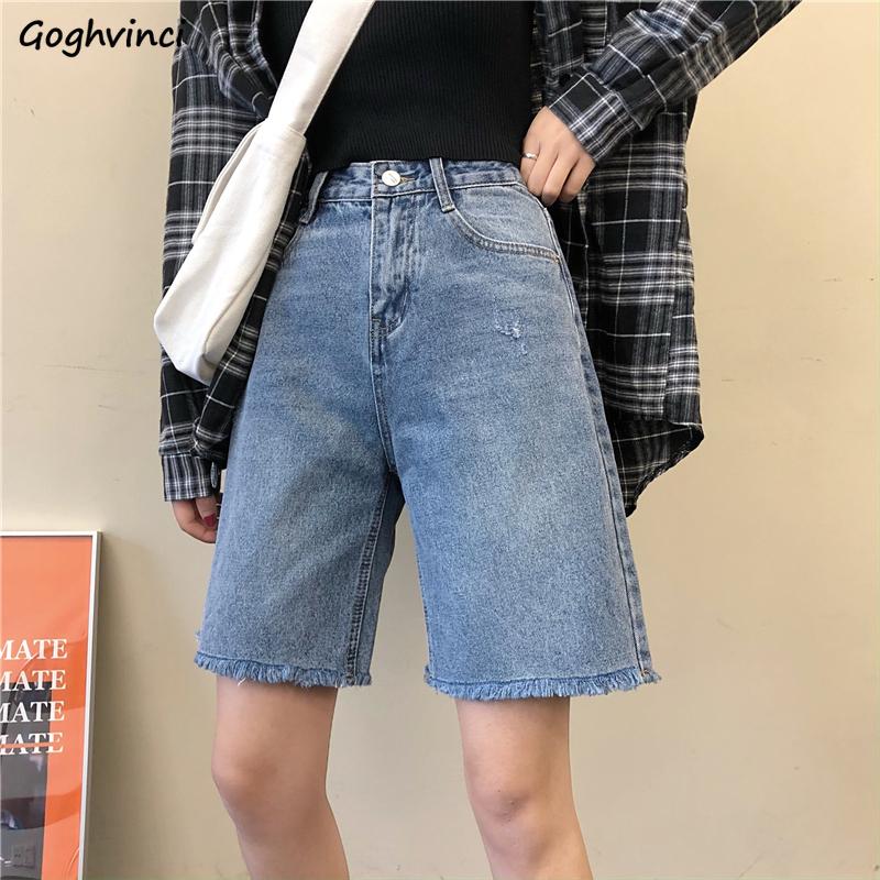 

Shorts Women Denim Knee-length Straight Vintage Streetwear Womens Students Ins Chic Retro All-match Stylish Solid Leisure Casual, Black
