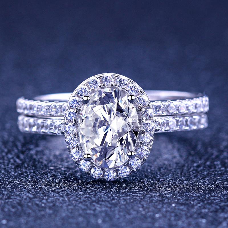 

Cluster Rings Luxury 100% 925 Sterling Silver Created Oval Wedding For Women High Carbon Diamond High-end Party Fine Jewelry Gift
