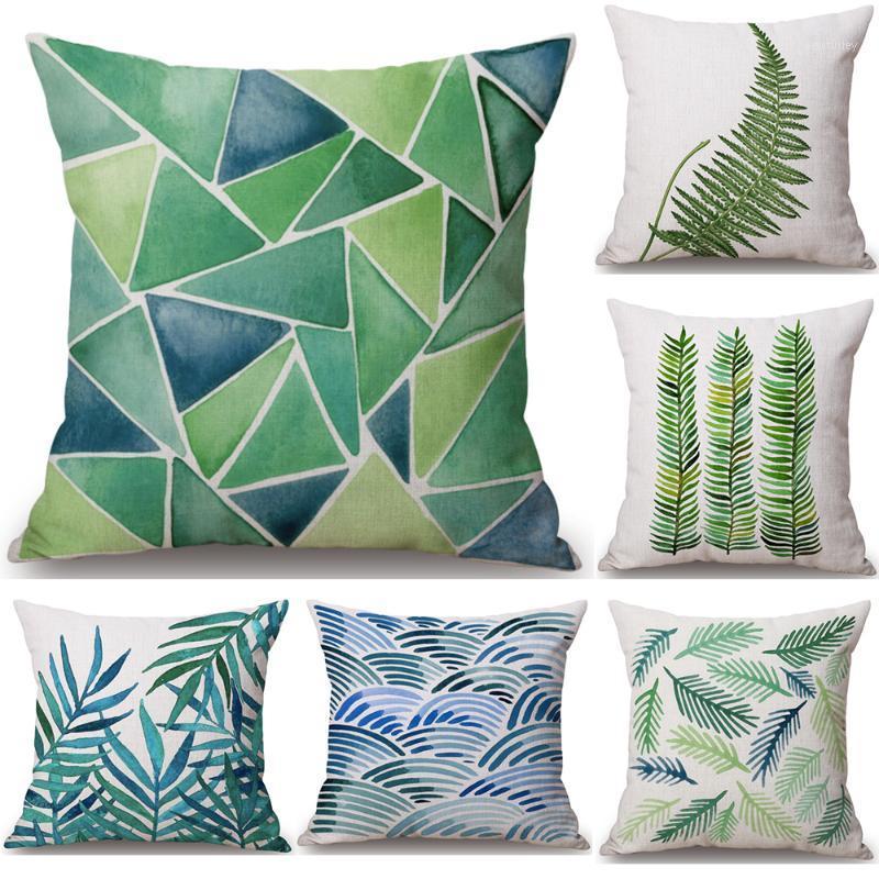 

Blue Green Watercolor Diamond Leaf Neck Body Pillowcase Linen Bed Pillows Cover Couch Seat Cushion Pillow Home Decoration Gift1